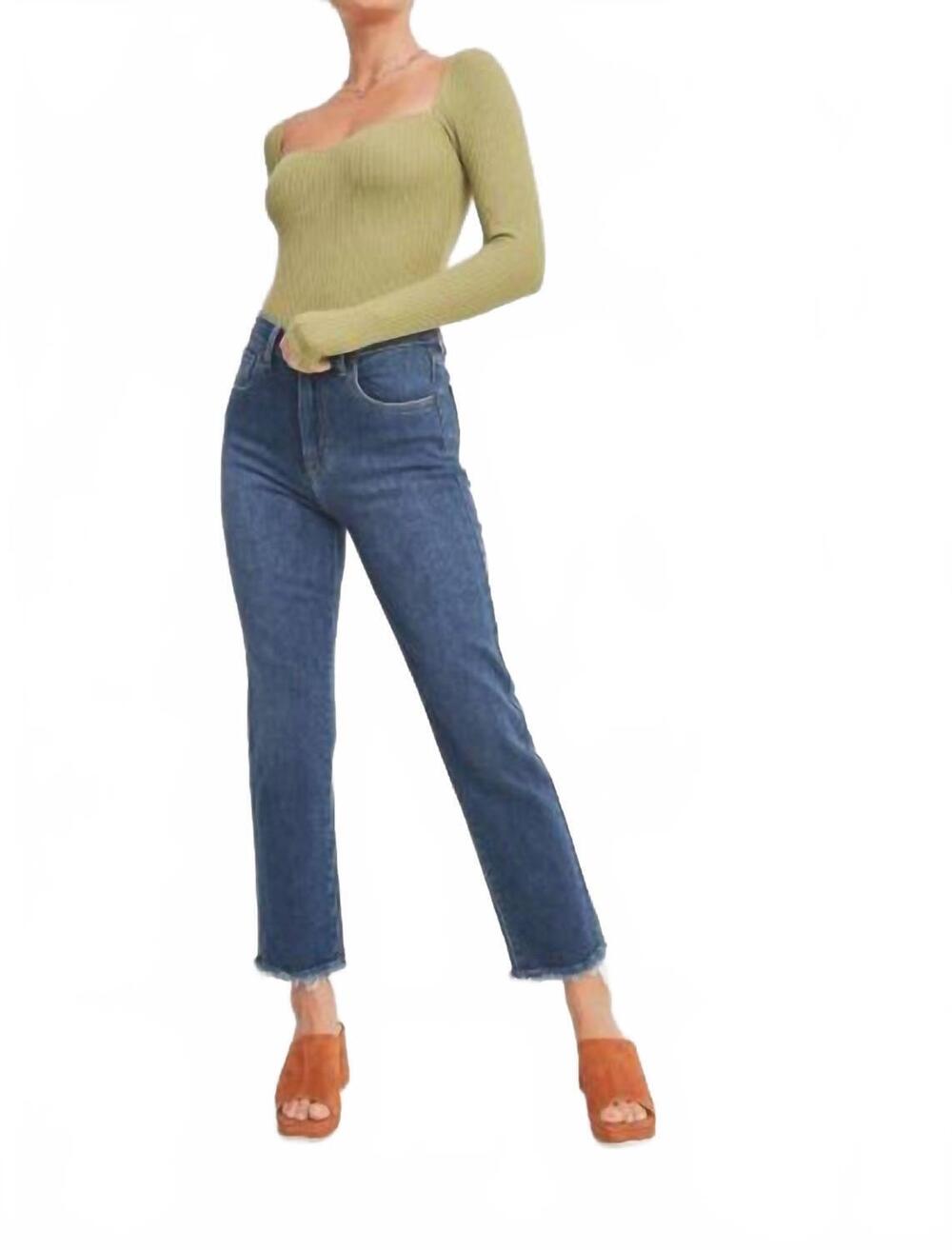 NEW JUST BLACK DENIM straight with pocket and hem bust jeans in dark wash